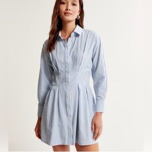 Abercrombie & Fitch Striped Pleated Button-Down Shirt Dress Size XL